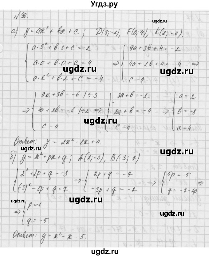 ГДЗ (Решебник) по алгебре 8 класс (задачник) А.Г. Мордкович / итоговое повторение номер / 96