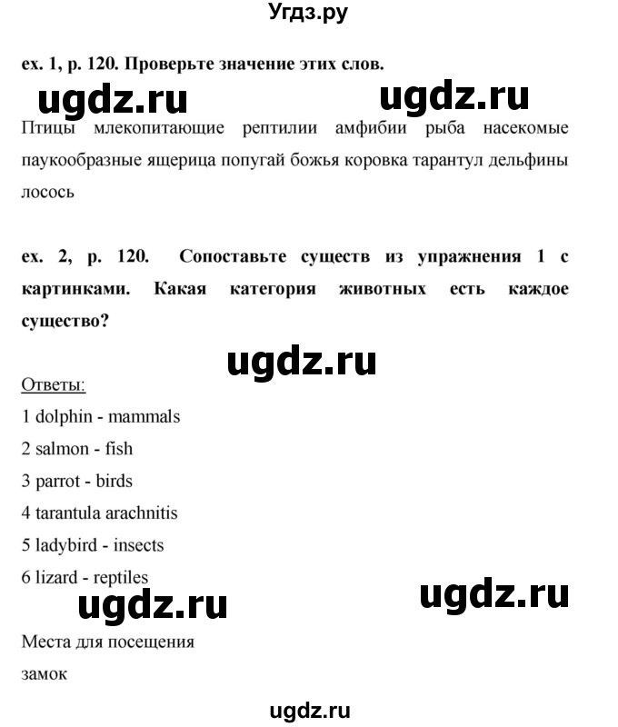 ГДЗ (Решебник) по английскому языку 6 класс (рабочая тетрадь) Ю.А. Комарова / страница номер / 120