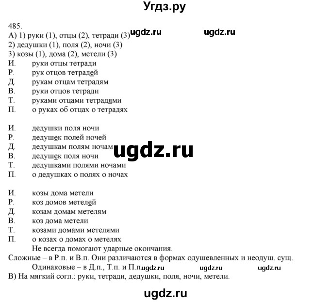 ГДЗ (Решебник) по русскому языку 3 класс Нечаева Н.В. / упражнение номер / 485