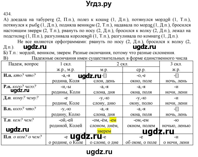 ГДЗ (Решебник) по русскому языку 3 класс Нечаева Н.В. / часть 2 / упражнение / 434