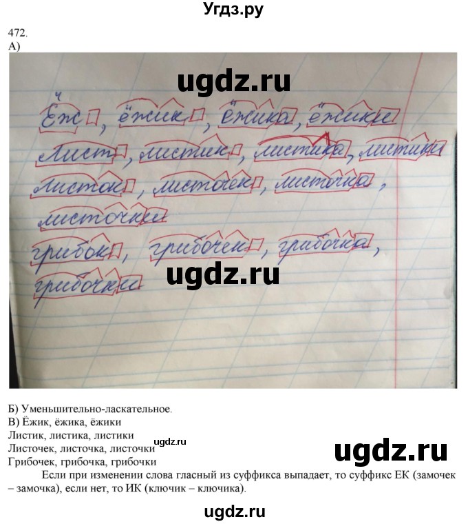 ГДЗ (Решебник) по русскому языку 3 класс Нечаева Н.В. / часть 2 / упражнение / 472