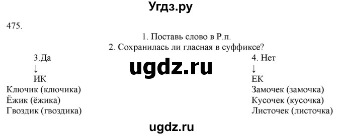 ГДЗ (Решебник) по русскому языку 3 класс Нечаева Н.В. / часть 2 / упражнение / 475