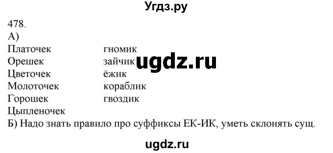 ГДЗ (Решебник) по русскому языку 3 класс Нечаева Н.В. / часть 2 / упражнение / 478