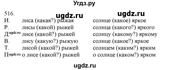 ГДЗ (Решебник) по русскому языку 3 класс Нечаева Н.В. / часть 2 / упражнение / 516