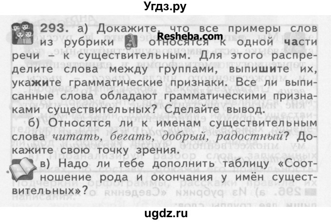 ГДЗ (Учебник) по русскому языку 3 класс Нечаева Н.В. / упражнение номер / 293