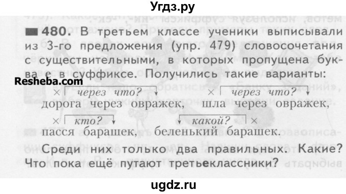 ГДЗ (Учебник) по русскому языку 3 класс Нечаева Н.В. / упражнение номер / 480