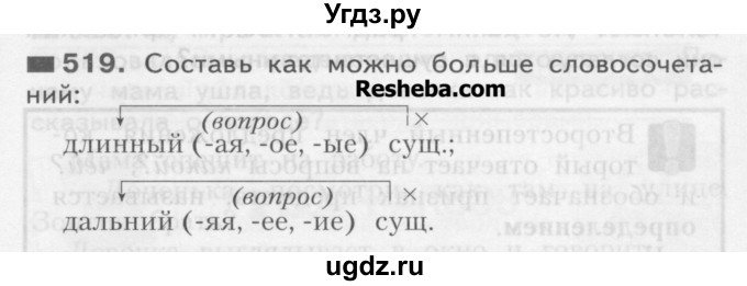 ГДЗ (Учебник) по русскому языку 3 класс Нечаева Н.В. / упражнение номер / 519