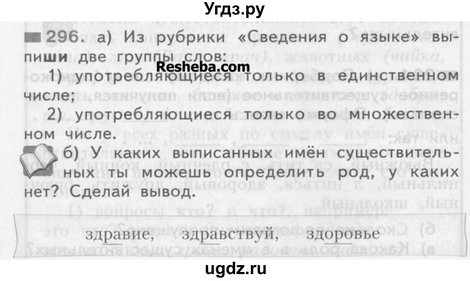 ГДЗ (Учебник) по русскому языку 3 класс Нечаева Н.В. / часть 2 / упражнение / 296