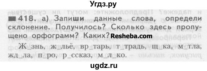 ГДЗ (Учебник) по русскому языку 3 класс Нечаева Н.В. / часть 2 / упражнение / 418