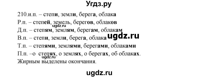 ГДЗ (Решебник к учебнику 2012) по русскому языку 5 класс Быстрова Е.А. / часть 2 / упражнение / 210