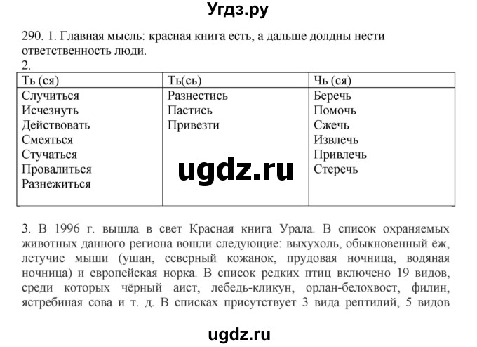 ГДЗ (Решебник к учебнику 2012) по русскому языку 5 класс Быстрова Е.А. / часть 2 / упражнение / 290