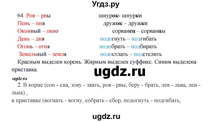 ГДЗ (Решебник к учебнику 2012) по русскому языку 5 класс Быстрова Е.А. / часть 2 / упражнение / 64