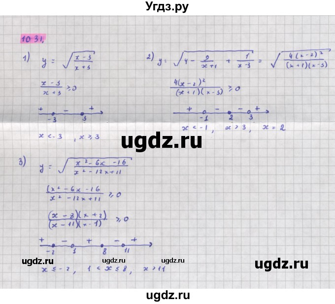 ГДЗ (Решебник) по алгебре 11 класс Колягин Ю.М. / упражнение-№ / 1031
