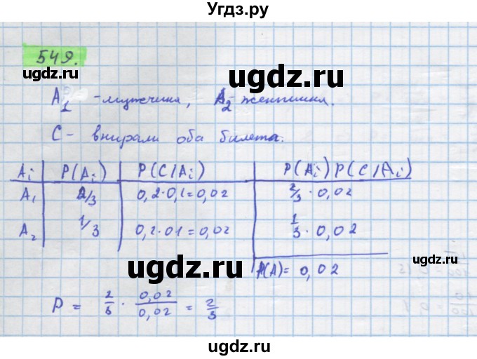 ГДЗ (Решебник) по алгебре 11 класс Колягин Ю.М. / упражнение-№ / 549