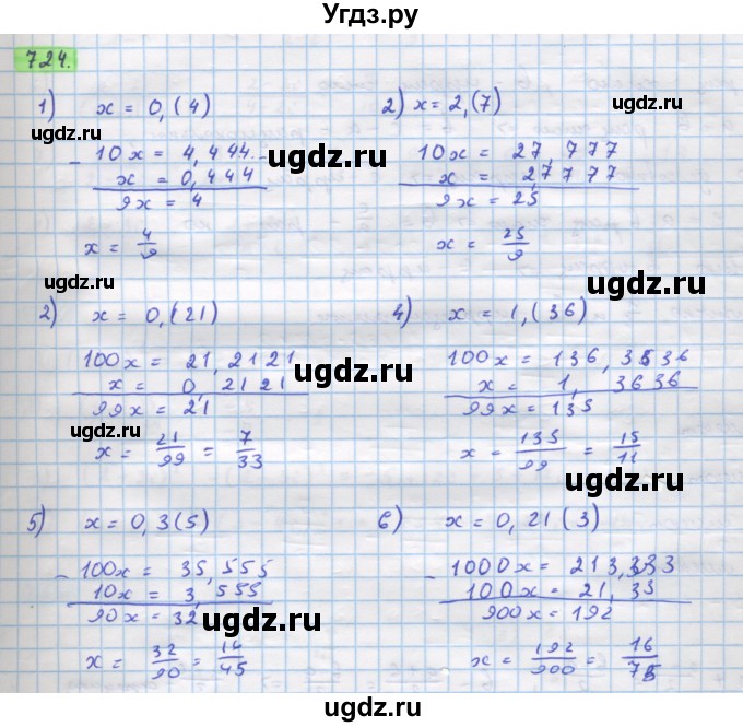 ГДЗ (Решебник) по алгебре 11 класс Колягин Ю.М. / упражнение-№ / 724