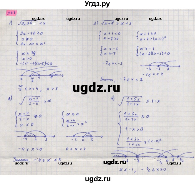 ГДЗ (Решебник) по алгебре 11 класс Колягин Ю.М. / упражнение-№ / 927