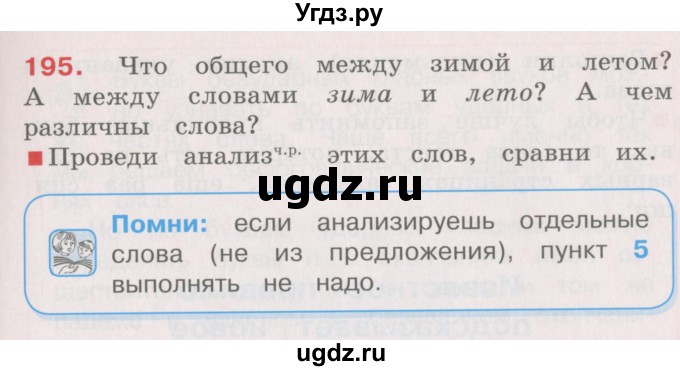 ГДЗ (Учебник) по русскому языку 4 класс М.С. Соловейчик / упражнение / 195