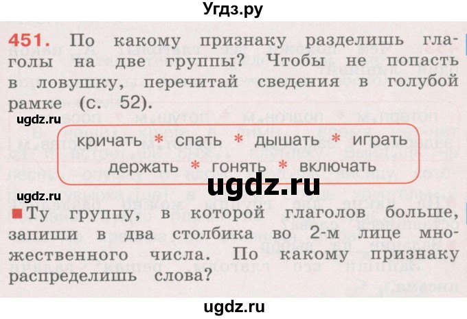 ГДЗ (Учебник) по русскому языку 4 класс М.С. Соловейчик / упражнение / 451