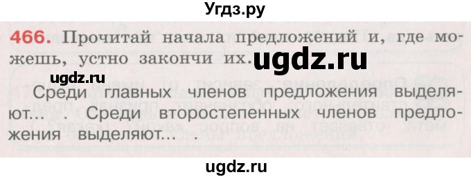 ГДЗ (Учебник) по русскому языку 4 класс М.С. Соловейчик / упражнение / 466