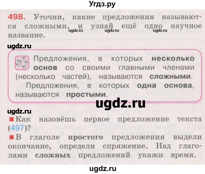 ГДЗ (Учебник) по русскому языку 4 класс М.С. Соловейчик / упражнение / 498