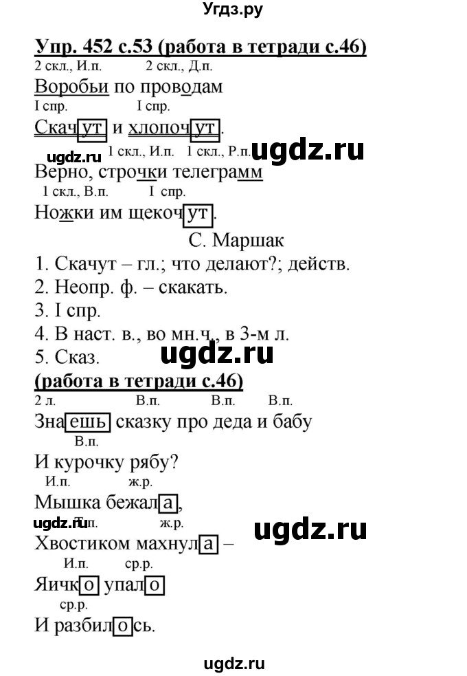 ГДЗ (Решебник) по русскому языку 4 класс М.С. Соловейчик / упражнение / 452