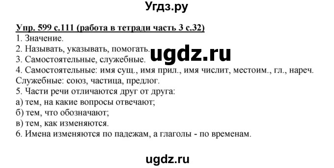 ГДЗ (Решебник) по русскому языку 4 класс М.С. Соловейчик / упражнение / 599