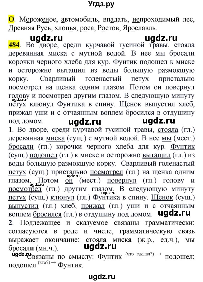 ГДЗ (Решебник к учебнику 2016) по русскому языку 5 класс Рыбченкова Л.М. / упражнение / 484