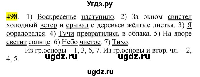 ГДЗ (Решебник к учебнику 2016) по русскому языку 5 класс Рыбченкова Л.М. / упражнение / 498