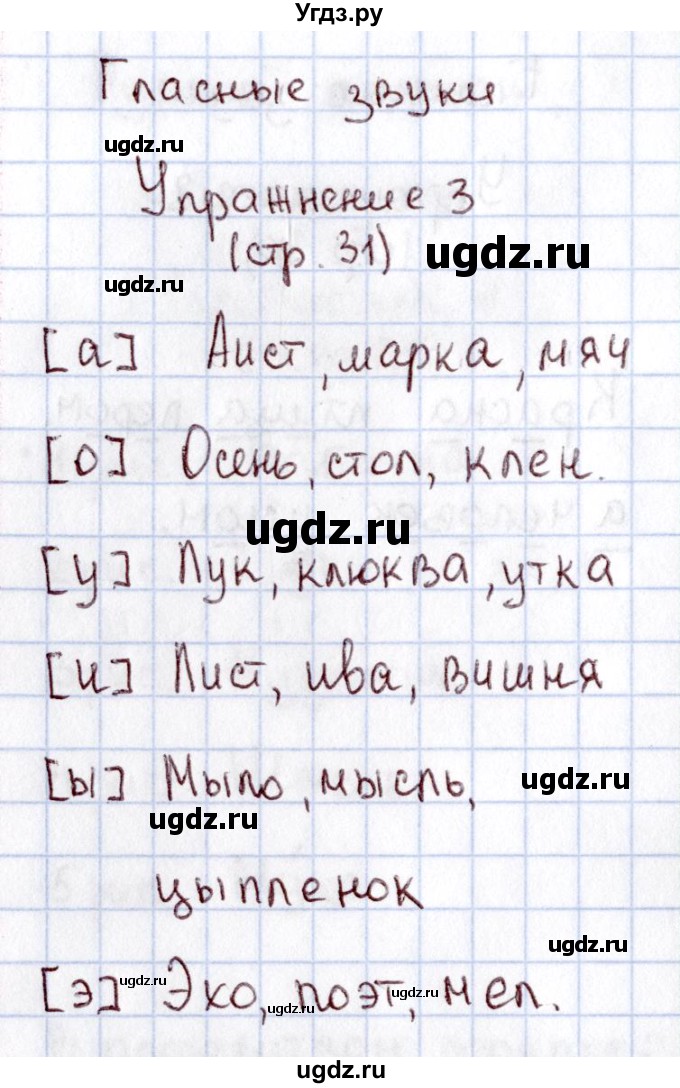 ГДЗ (Решебник №2) по русскому языку 1 класс (рабочая тетрадь) В.П. Канакина / страница / 31