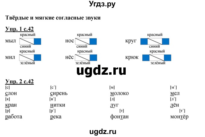 ГДЗ (Решебник №1) по русскому языку 1 класс (рабочая тетрадь) В.П. Канакина / страница / 42