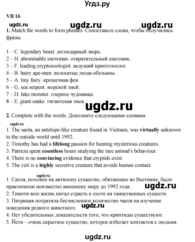 ГДЗ (Решебник к учебнику 2023) по английскому языку 8 класс (starlight ) Баранова К.М. / страница / VB16