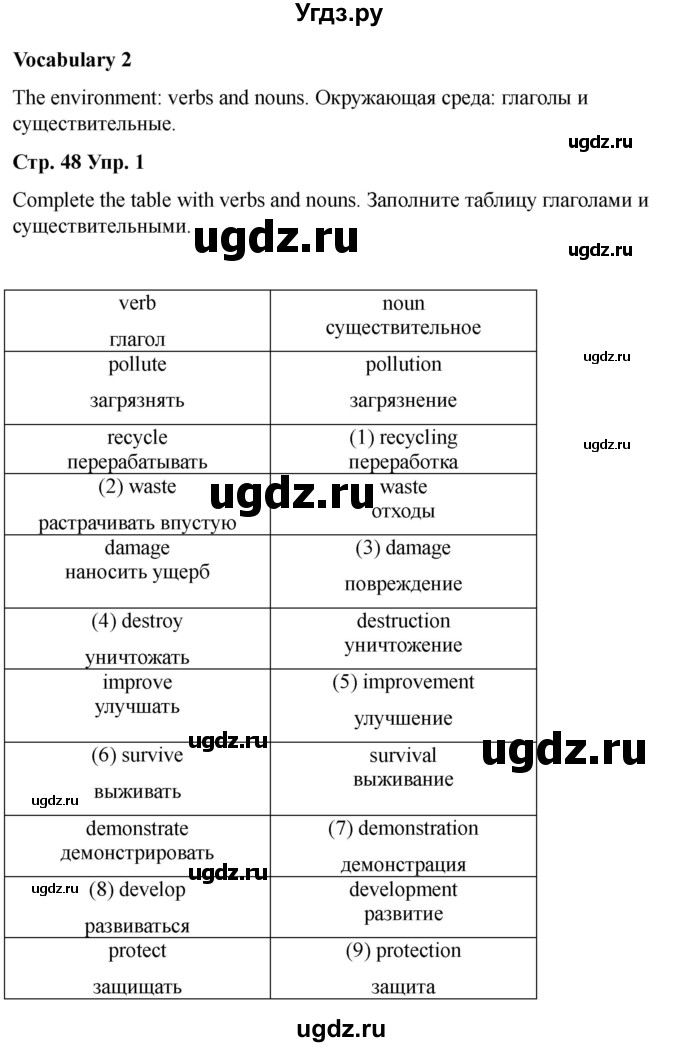 ГДЗ (Решебник 2022) по английскому языку 9 класс (рабочая тетрадь) Комарова Ю.А. / страница / 48
