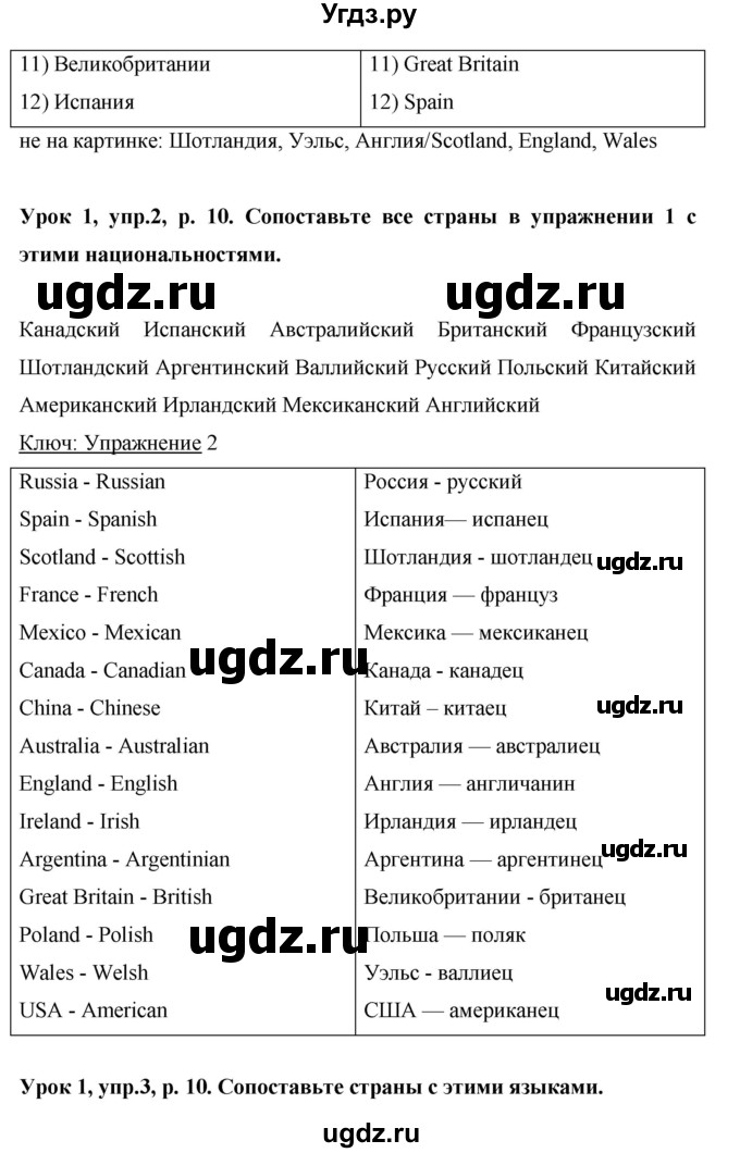 ГДЗ (Решебник) по английскому языку 6 класс Комарова Ю.А. / страница номер / 10(продолжение 2)