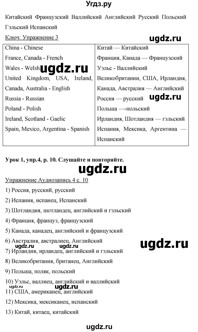 ГДЗ (Решебник) по английскому языку 6 класс Комарова Ю.А. / страница номер / 10(продолжение 3)