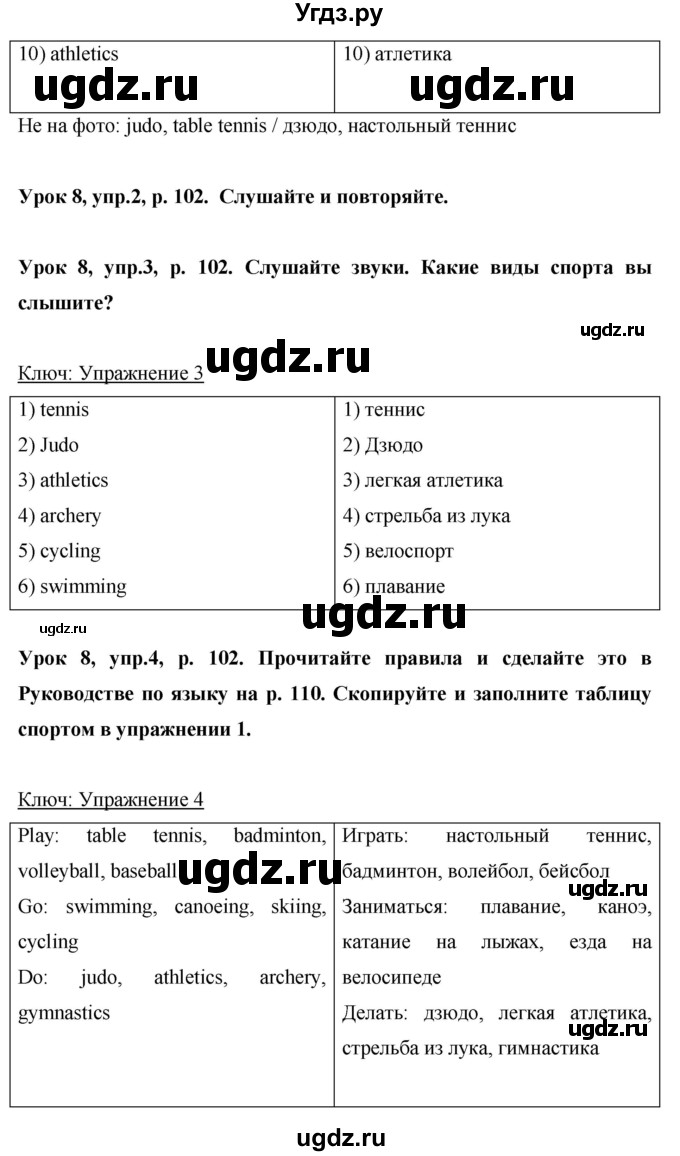 ГДЗ (Решебник) по английскому языку 6 класс Комарова Ю.А. / страница номер / 102(продолжение 3)