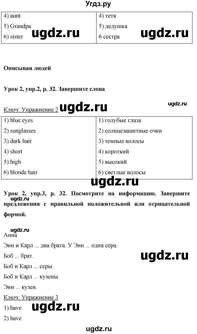 ГДЗ (Решебник) по английскому языку 6 класс Комарова Ю.А. / страница номер / 32(продолжение 2)