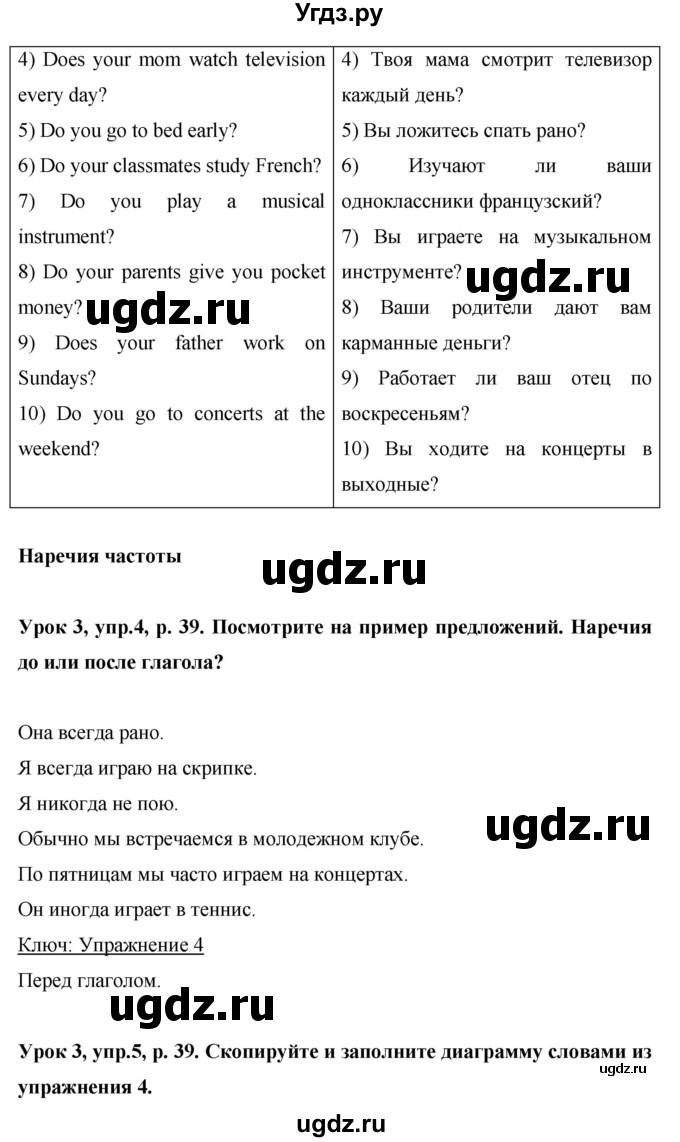 ГДЗ (Решебник) по английскому языку 6 класс Комарова Ю.А. / страница номер / 39(продолжение 3)