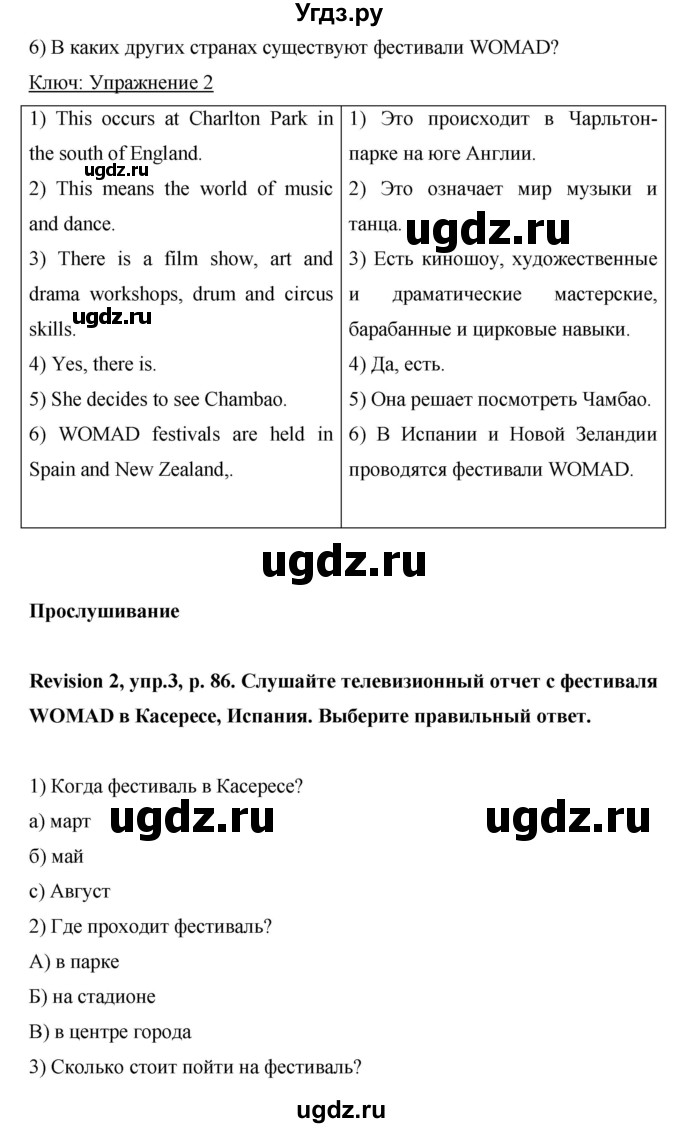 ГДЗ (Решебник) по английскому языку 6 класс Комарова Ю.А. / страница номер / 86(продолжение 3)