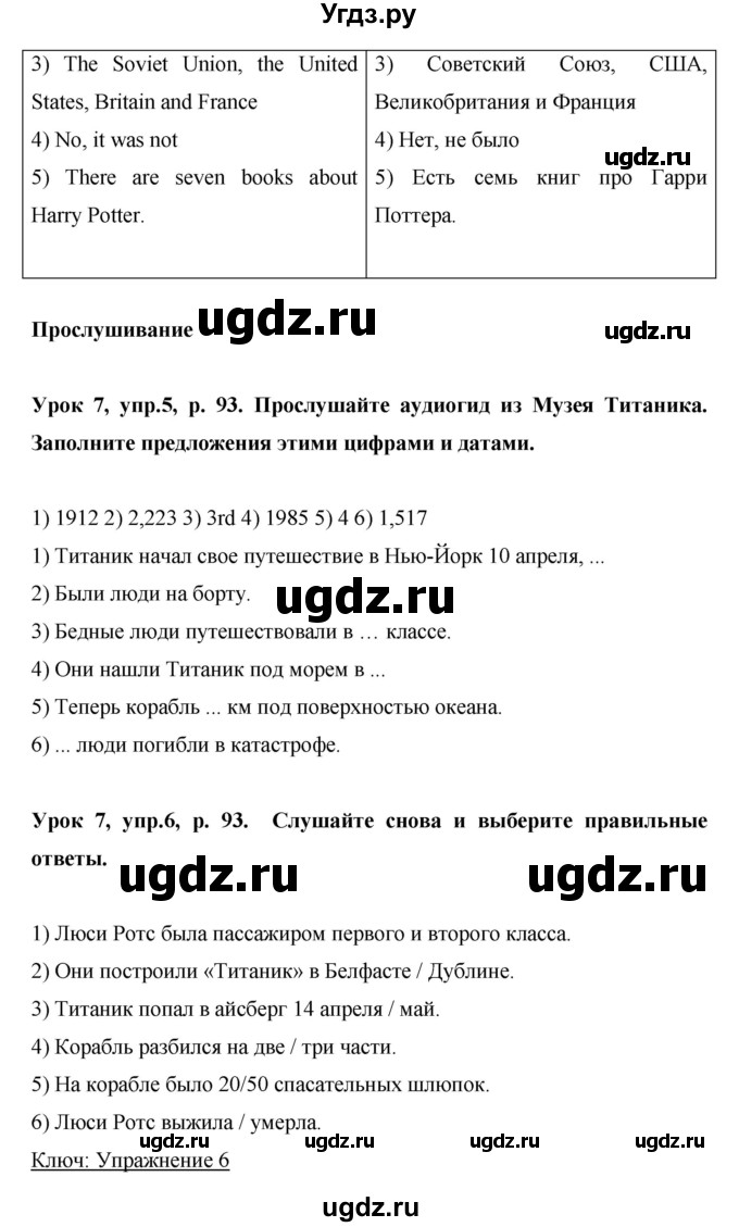 ГДЗ (Решебник) по английскому языку 6 класс Комарова Ю.А. / страница номер / 93(продолжение 3)
