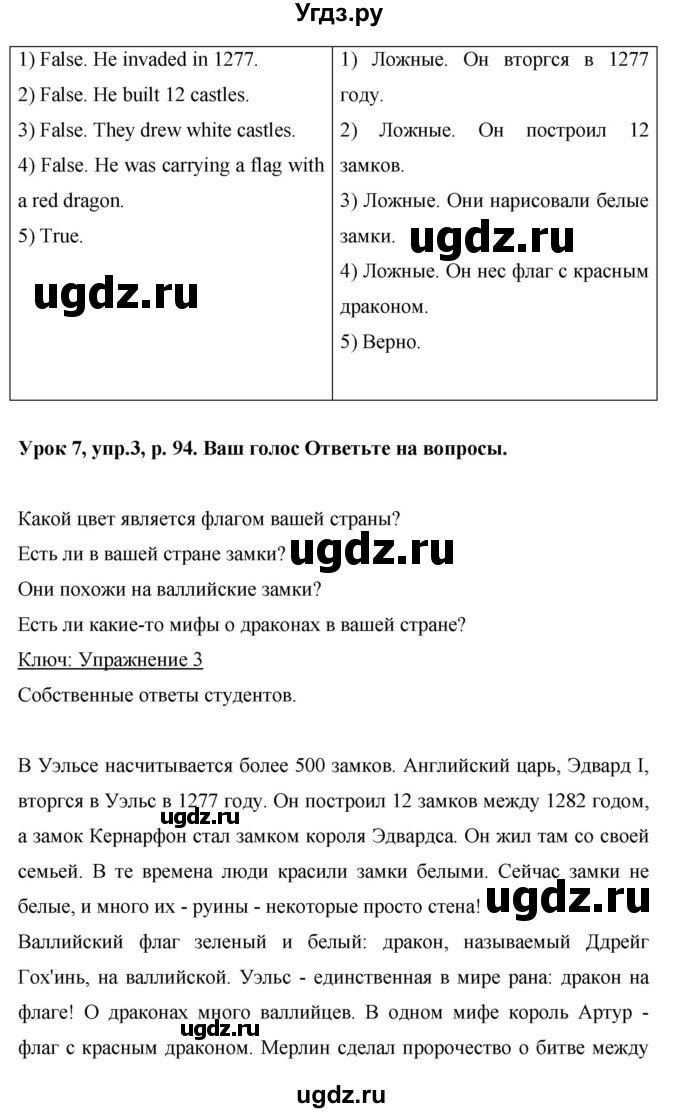 ГДЗ (Решебник) по английскому языку 6 класс Комарова Ю.А. / страница номер / 94(продолжение 2)