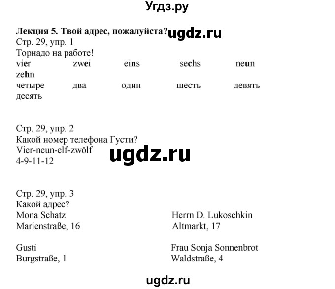 ГДЗ (Решебник) по немецкому языку 5 класс (рабочая тетрадь Wunderkinder) Яцковская Г.В. / страница номер / 29