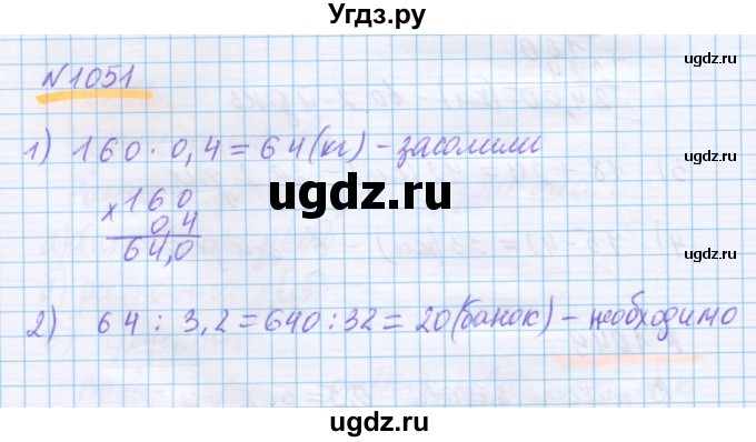 ГДЗ (Решебник) по математике 5 класс Истомина Н.Б. / упражнение номер / 1051