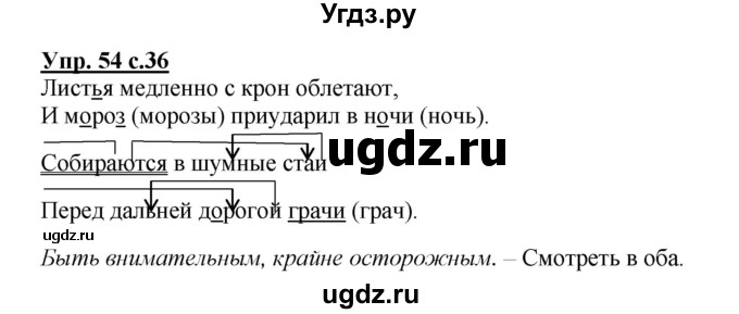 ГДЗ (Решебник) по русскому языку 3 класс А.В. Полякова / часть 1 (номер) / 54