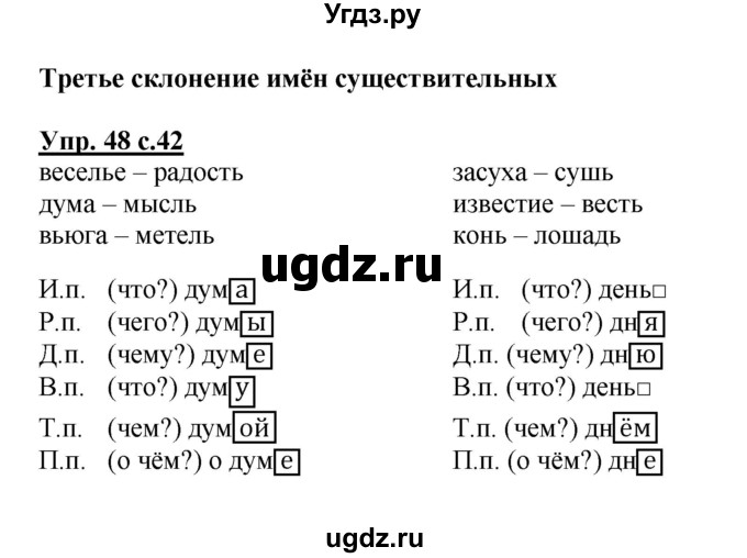 ГДЗ (Решебник) по русскому языку 3 класс (рабочая тетрадь) Песняева Н. А. / часть 2 (номер) / 48