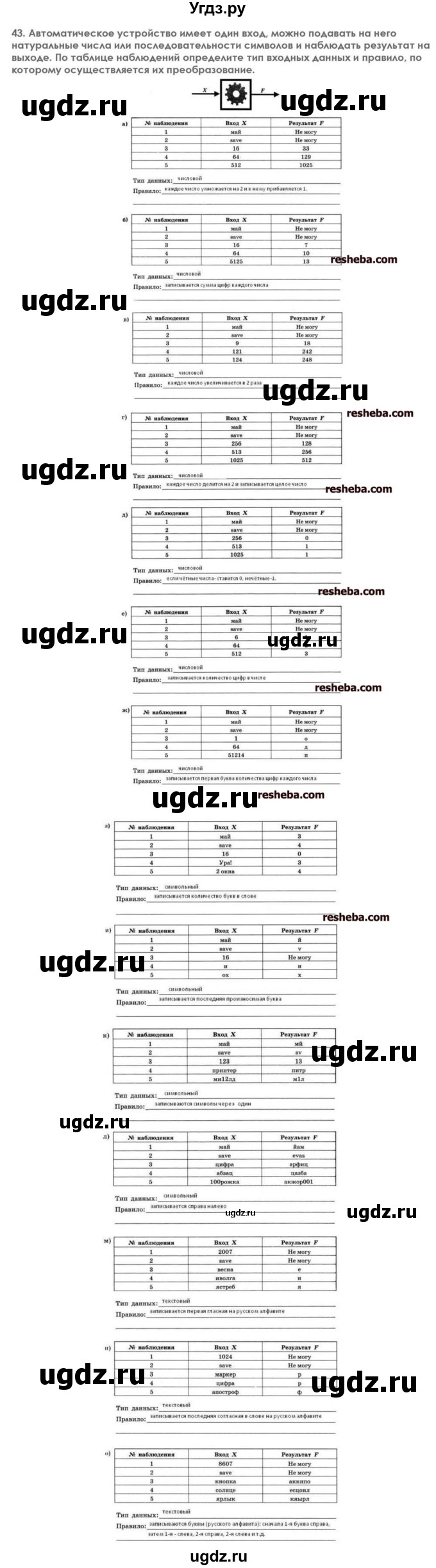 ГДЗ (решебник) по информатике 7 класс (икт рабочая тетрадь) Л.Л. Босова / глава 1 номер / 43