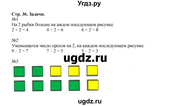 ГДЗ (Решебник №1 к тетради 2016) по математике 1 класс (рабочая тетрадь) Моро М.И. / часть 1. страница / 36