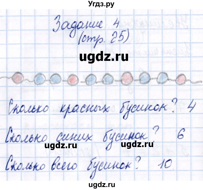 ГДЗ (Решебник №2 к тетради 2016) по математике 1 класс (рабочая тетрадь) Моро М.И. / часть 1. страница / 25(продолжение 4)