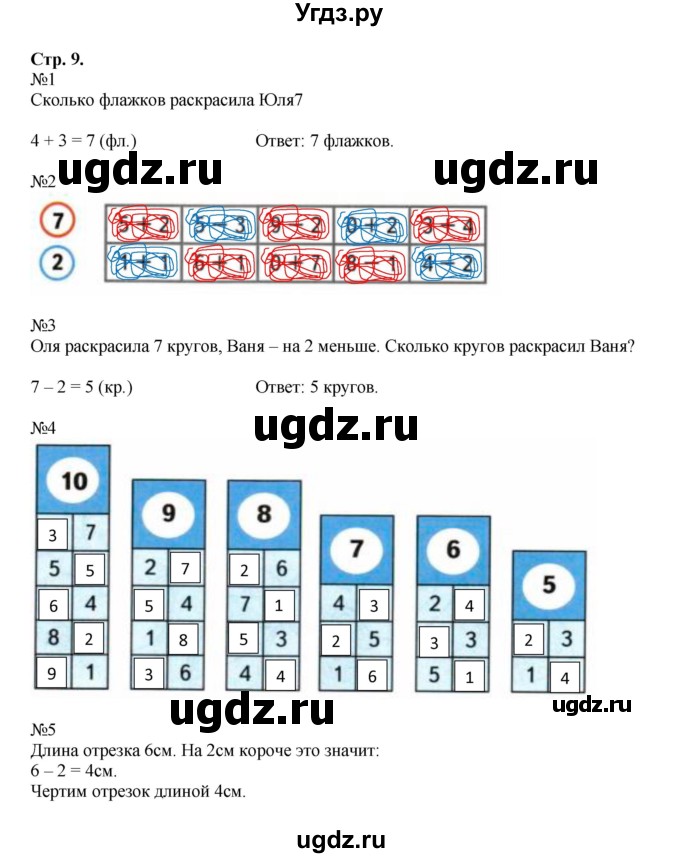 ГДЗ (Решебник к тетради 2023) по математике 1 класс (рабочая тетрадь) Моро М.И. / часть 2. страница / 9