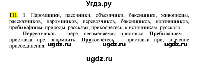 ГДЗ (Решебник к учебнику 2016) по русскому языку 7 класс Е.А. Быстрова / часть 1 / упражнение / 111 (111)