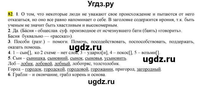 ГДЗ (Решебник к учебнику 2016) по русскому языку 7 класс Е.А. Быстрова / часть 1 / упражнение / 82 (82)